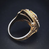 Antique 14K, Pearl & Carved Cameo Conversion Ring