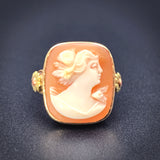 Antique 10K & Carved Shell Cameo Ring