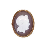 Antique 9K & Carved Sardonyx Shell Ammon Cameo Ring