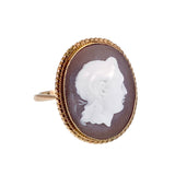 Antique 9K & Carved Sardonyx Shell Ammon Cameo Ring