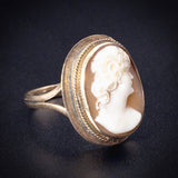 Antique 14K & Carved Shell Cameo Ring