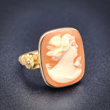 Antique 10K & Carved Shell Cameo Ring