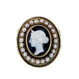 Antique 14K, Pearl & Carved Cameo Conversion Ring