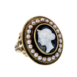Antique 14K, Pearl & Carved Cameo Conversion Ring