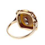 Antique 14K, Silver, Rose Cut Diamond & Carnelian Ring