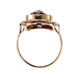 Antique 14K, Silver, Rose Cut Diamond & Carnelian Ring