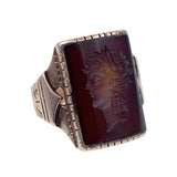 Antique Victorian 14K & Carved Carnelian Intaglio Cameo Ring