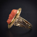 Antique 14K, 10K & Carved Coral Conversion Ring