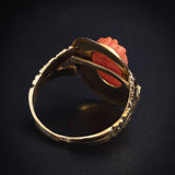 Antique 14K, 10K & Carved Coral Conversion Ring