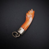 Antique Silver & Carved Coral Figa Charm