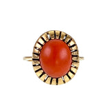 Estate 18K & Coral Cabochon Ring