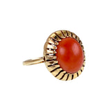Estate 18K & Coral Cabochon Ring