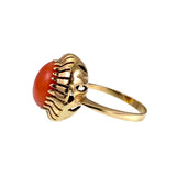 Estate 18K & Coral Cabochon Ring