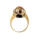 Estate 18K & Coral Cabochon Ring