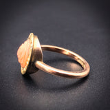 SOLD Antique Edwardian 9K & Carved Coral Rose Ring