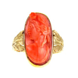 Antique Coral Cameo Conversion Ring
