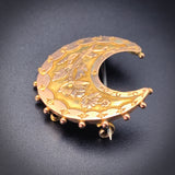 Antique English 9K Gold Crescent Moon Brooch