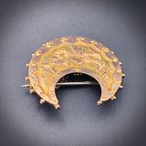 Antique English 9K Gold Crescent Moon Brooch