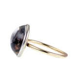 Antique 14K & Hand Painted Reverse Intaglio Essex Crystal German Shepherd Conversion Ring