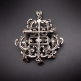 Antique Austro-Hungarian Silver, Garnet, Pearl & Turquoise Eve & The Apple Brooch