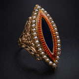 Antique 18K, 14K, Seed Pearl & Enamel Conversion Ring