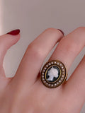 Antique 14K, Pearl & Carved Cameo Conversion Ring
