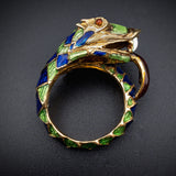 Vintage 18K & Enamel Snake Ring TLJ