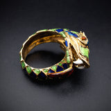 Vintage 18K & Enamel Snake Ring TLJ