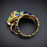 Vintage 18K & Enamel Snake Ring TLJ