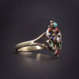 English ANTIQUE Enamel & Pearl Shield Ring