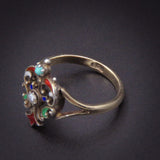 English ANTIQUE Enamel & Pearl Shield Ring