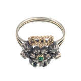 Antique 18th Century 18K, Silver, Diamond & Emerald Giardinetti Crown Ring
