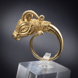 SOLD  Archeological Revival Etruscan Influence 18K Ibex Ring