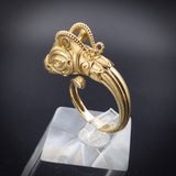 SOLD  Archeological Revival Etruscan Influence 18K Ibex Ring