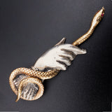 Koven Kreation 14K & Sterling Silver Replica Hand & Serpent With Gemstone Eyes Pendant