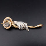 Koven Kreation 14K & Sterling Silver Replica Hand & Serpent With Gemstone Eyes Pendant