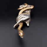 Koven Kreation 14K & Sterling Silver Replica Hand & Serpent With Gemstone Eyes Pendant
