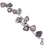 Estate Sterling Silver Heart Charm Bracelet