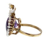 Antique 14K, Amethyst & Seed Pearl Heart/Crown Conversion Ring TLJ