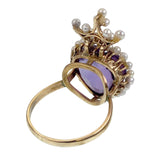 Antique 14K, Amethyst & Seed Pearl Heart/Crown Conversion Ring TLJ