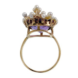 Antique 14K, Amethyst & Seed Pearl Heart/Crown Conversion Ring TLJ