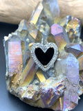 SOLD    14K, Onyx & Diamond Heart Conversion Ring