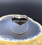 SOLD    14K, Onyx & Diamond Heart Conversion Ring
