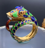 Vintage 18K & Enamel Snake Ring TLJ