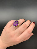 Antique 14K, Amethyst & Seed Pearl Conversion Ring