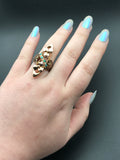 Antique 9K, 14K, Turquoise & Seed Pearl Conversion Ring