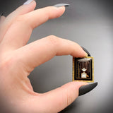 9K, Black, White & Gold Enamel Mourning Brooch