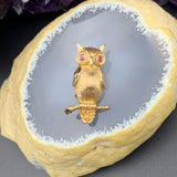 Vintage 14K & Ruby Owl Brooch TLJ