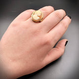 Antique 10K & Carved Shell Cameo Ring