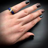 Vintage 18K, Lapis & Diamond Ring